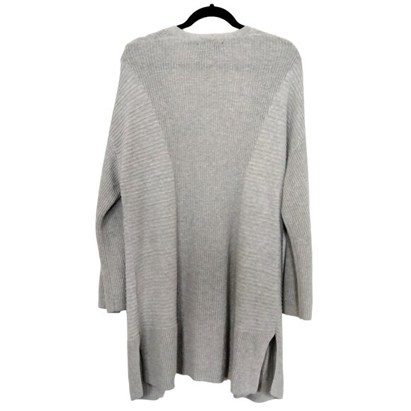 Mossimo Size Large Cardigan Womens Ribbed Open Front Light Gray Long Sleeve Knit - Picture 5 of 9